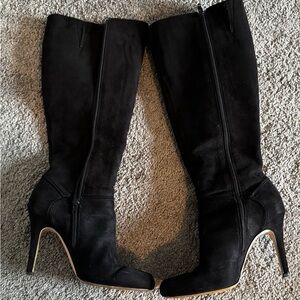 INC International Concepts Elegant Black Suede Heeled Boots